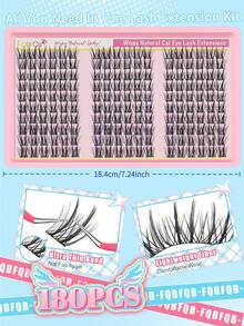 FQBFQB 180pcs Lash Clusters Cluster Eyelash Extensions, 10-16mm Mix Lash Clusters For Beginner Suitable For DIY 3D Effect For Daily Wear & Party, Home, Travel & Music Festivals - D - View 6