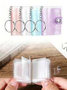 1pc/4pcs 1-Inch Mini Photo Album With Keychain, Transparent Pocket Photo Album Keychain, Suitable For Photos, Valentine's Day Gift, Wedding, Birthday, Anniversary Memories - Multicolor - View 1