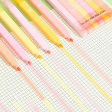 A Set Of Dual-Tip Highlighters In Macaron Shades, Featuring 12 Soft Colors And Quick-Drying, Bleed-Resistant Ink; An Ideal Stationery Gift, Perfect For Decorating Journals, Planners, And Notebooks, As Well As Highlighting Key Information. - Multicolor 1 - View 9
