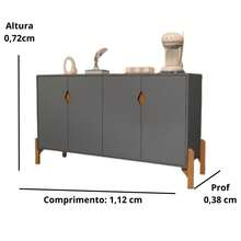 Rack Armário Aparador Buffet 4 Portas Pés em Madeira Titan Canto do Café Cores - Visão 14