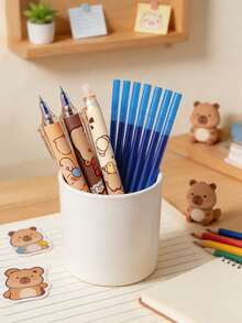 13pcs/1set Capybara Gel Pens + Refills Set, Includes 3 Random Pattern Gel Pens And 10 Matching Replacement Refills. The Pen Body , First Day Of School - Multicolor - View 4