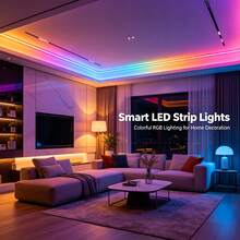 Smart LED Light Strip For Bedroom And Gaming Room, Extra Long 2 Rolls, RGB Color Changing, APP Remote Control, Music Sync, Cuttable USB LED Light, Room Decor TV Backlight, Halloween Gift - Mini White - View 7