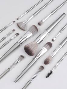 Set Kuas Makeup Premium, Alas Bedak Cair, Pembersih Kuas Besar, Set Kombinasi Kuas Makeup Wajah - Perak - View 4