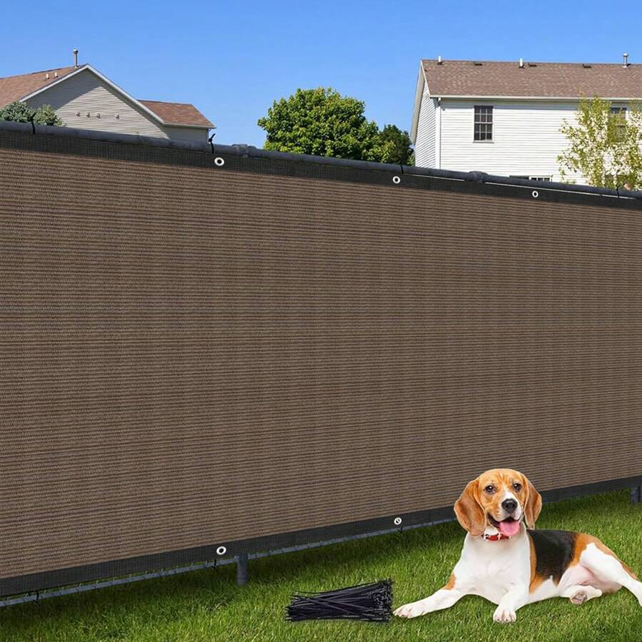 DELLNA 4/5/6ft Privacy Fence Screen With Thatched Roof Design, Sturdy & Durable. Equipped With Cable Ties, Suitable For Gardens, Patios, Backyards, Residential And Commercial Areas, Works As Decorative Patio Cover. - Brown - View 1