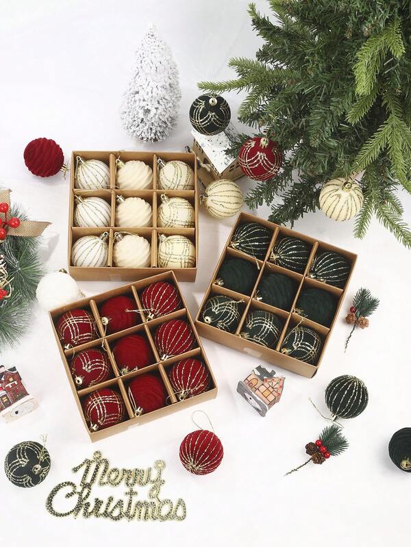 Juego de 9 bolas de Navidad, decoraciones de bolas de Navidad con textura aterciopelada para decoración festiva, adornos colgantes para árbol de Navidad, bolas de decoración para fiestas y reuniones, crea una atmósfera navideña, estilo bohemio, adecuado para exterior, patio, interior, ventana, habitación, sala de estar, Año Nuevo, inauguración de casa, boda, fiesta, decoración de árbol de Navidad, celebración de vacaciones de invierno, decoración de fiesta festiva, regalo de fiesta, decoración de fiesta navideña festiva, opción de regalo perfecta para amigos en Navidad
