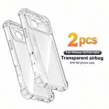 2PCS Shockproof Air Bag Phone Case For Compatible With IPhone 18 Pro/18 Pro Max/18/17/16/15/14 Transparent Soft Protector Cover - Clear - View 4