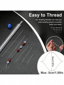 60/30/18/6pcs/Set Beading Needles, Multiple Sizes Open Eye Needles, For Making Bracelets, Necklaces, Jewelry - Multicolor - View 6