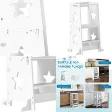 2-In-1 Toddler Step Stool With Safety Rail For Kitchen, Bathroom, White - T0001-01-14495 - View 6
