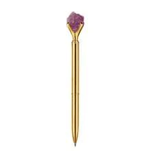 Personalized Natural Crystal Stone Metal Pen, Custom Logo Pen, Colleague Gift, Employee Appreciation Gift, Corporate Gift, Office Team Gift - Round - View 9