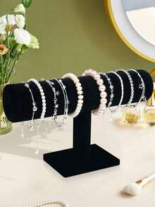 2/1pc Velvet T-Shaped Bracelet Display Stand, Necklace Display Stand, Jewelry Rack, Jewelry Storage Rack, Desktop Display Stand, Desktop Jewelry Rack, Mother's Day Gift, Suitable For Retail Display Cabinets, No Electricity Required, Sturdy Plastic Base, Perfect For Displaying Necklaces, Bracelets And Watches, Jewelry Storage Rack, Christmas And Valentine's Day Gift - Multicolor - View 5