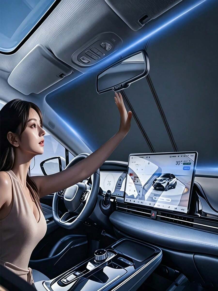 新款汽車前擋風玻璃遮陽簾，汽車內裝前擋風玻璃遮陽隔熱罩，汽車窗戶遮陽簾，汽車遮陽罩，銀色塗層，防水防曬防塵防寒戶外全車罩，防雨雪防紫外線防風沙，加厚聚酯纖維汽車罩，國慶禮物，萬聖節禮物