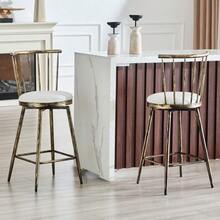 Modern Metal Windsor-Style Bar Stool With Padded Seat For Kitchen Islands, Bars, Restaurants - White - View 6