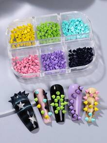 6 Peças Conjunto de Tachas de Unhas com Micro Cone Fosco, Decoração de Unhas com Rebite Triangular Punk Multicolorido, Encantos de Unhas 3D de Plástico Rígido, Adequado para Arte de Unhas Estilo Gótico de Rua Estilo Fofo, Decoração de Unhas 3D Cor de Doce Vibrante, Acessórios de Unhas Y2K - Multicolorido - Visão 8