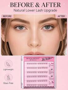 ROCK SWEET Glueless False Lower Eyelashes, Soft Camellia Shape Under Eye Lashes, Reusable Natural Daily Eye Makeup Lashes - View 4