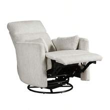 Modern Swivel Glider Reclining Chair Beige Microfiber Upholstery Plush Comfort Matching Pillows Living Room Furniture 1pc - Beige + Plywood + Contemporary + Modern1 - View 8