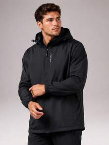 CZRLHYT Jaket Softshell Berkerudung Pria, Serbaguna untuk Olahraga Luar Ruangan dan Pakaian Kasual, Saku Depan Besar, Saku Samping dengan Resleting, Pakaian Luar Multifungsi - Hitam - View 5