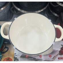 Round Enamel Cast Iron Pot With Lid And Side Handles, 4L Covered Casserole With Gloves For Home Kitchen Use - View 8