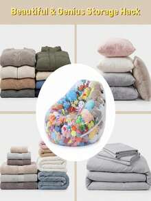 Storage Bean Bag Large Capacity PVC Zipper Storage Bag Bedroom Plush Doll Blanket Storage Bag Suitable For Nursery Playroom - Multicolor - View 9