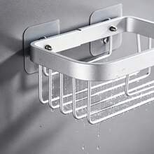1pc Wall-Mounted Toilet Paper Holder, Punch-Free Storage Container For Toilet Tissue, Tissue Basket,Square Tissue Storage Rack,Convenient And Stylish Bathroom Accessories - Silver - View 6