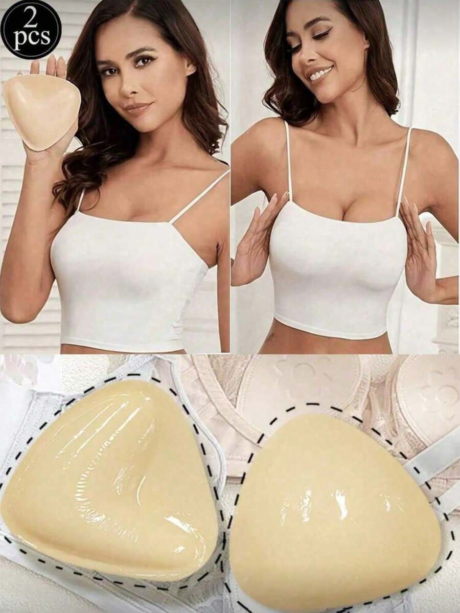 2pcs TSLBNRIO Adhesive Bra Inserts - 3D Push Up Breast Lift Pads, Triangle Adhesive Suitable For Dress, Swimsuit, Bralette & Tank Top, Instant Volume & Lift, Hand Washable Solid Color For Dresses, Bikini, Bra Extenders - A - View 1