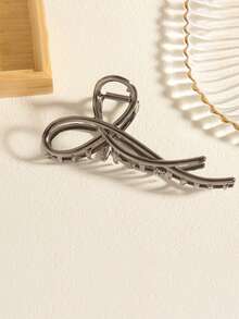 1Pc Twist Bow Hollow Metal Hair Claw Clip Set, Elegant Long Jaw Clamp For Daily Office Dating Party - Multicolor - View 8