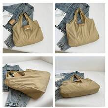 1pc Foldable Snap Button Tote Shopping Bag With Key Ring, Lightweight Portable Reusable, Compact Space-Saving, Suitable For Travel, Business Trip, Shopping, Daily Use And Outdoor Activities - Multicolor - View 5