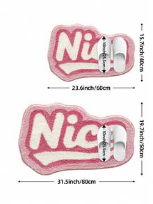 DAJIANG 1件浴室地墊地毯，植絨「Nice」字母設計，TPR防滑底背，適用於廚房、戶外、室內、走廊、臥室、客廳、床邊，可機洗易清潔，臥室浴室裝飾地毯 - 彩色 - 查看 3