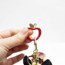 Christmas Apple Keychain 27.5mm X 30.5mm - Alloy Pendant, Suitable For DIY Jewelry, Bracelet And Necklace Making, Christmas, Key Ring - Apple Keychain - View 3