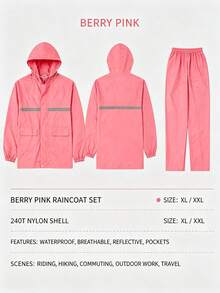 1 Set Women's Raincoat Jacket Unisex Split Raincoat & Rain Pants, Heavy Rain Protection, For Cycling, Electric Scooter, Outdoor Work, Spring, Polyester - Multicolor - View 11