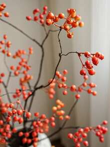ZaiYe 1pc, Artificial Berry Stems - Glossy, Christmas, Thanksgiving Decoration, Home, Wedding, Party, DIY Design - Natural Look Fruit And Vine, Realistic Texture - Multicolor - View 4