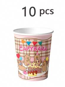 10pcs Capybara Themed Birthday Decorations, Party Disposable Tableware Decorations Including Napkins And Paper Cups Cute Cartoon Party Decorations, Birthday Decorations, Friends Parties, Outdoor Camping Picnics, Holiday Party Supplies - Multicolor - View 9