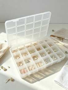 1pc 20-Compartment Multi-Purpose Transparent Storage Box, Mini Clear Bead Jewelry Box, Stackable Desktop Display Box With Hinged Lid, Rectangular Clear Craft Supplies Box, For Organizing Collectibles, Small Items Or Loose Objects, Desktop Organizer, Ring Box, Necklace Box, Medicine And Personal Care Storage, Detachable, Dust-Proof - Multicolor - View 5