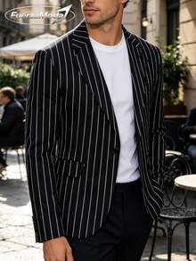 Men Blazers - Black and White - View 1