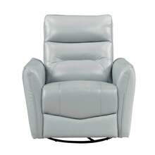 1pc Recliner Chair With Swivel Motion Luxurious Comfort Leather Upholstered Solid Wood Living Room Furniture, Aqua - Aqua + Solid Wood + Luxury + Modern1 - View 2