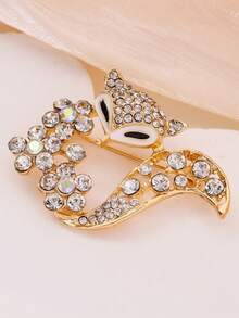 Personalized Fox-Shaped Brooch, Embellished With Sparkling Rhinestones, Suitable For Matching With Suits, Jackets And Various Clothing Accessories - Gold - View 4