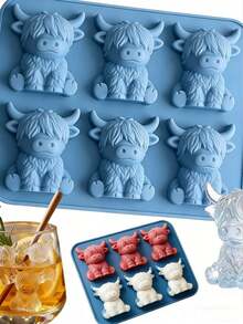 3D Cute Cow Shaped Silicone Ice Cube Mold, Suitable For Whiskey, Cocktails And Baking, Also For Easter And Holiday Decoration - Multicolor - View 10