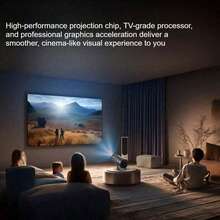 1pc HD Smart Projector, Native 720*480P Resolution, Supports 4K Decoding, Mini Portable Projector, 180° Rotating Adjustment, Internet Connectivity, Compatible With Wireless Connection To Phone/, Indoor/Outdoor Movie Viewing Without Screen - Black - View 6