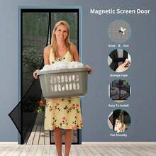 Black Magnetic Screen Door Curtain, Summer Mosquito And Insect Proof Mesh Door Curtain, Easy To Install - Black-edged Door Curtain - View 5