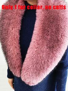 Faux Fur Collar & Cuff Set, Winter Fluffy Shawl, 3 Options: Collar + Cuff / Single Collar / Cuff Only - Multicolor - View 43