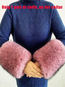 Faux Fur Collar Cuffs Set Winter Fluffy Shawl, 3 Options: Collar+Cuffs / Single Collar / Cuffs Only - Multicolor - View 41