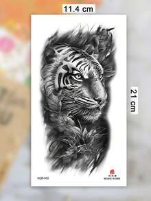 Big Size Body Art Temporary Tattoo Stickers For Women Or Men, Realistic Animal Lion Tiger Wolf Pattern, Waterproof Fake Tattoo, Lasts 2-5 Days, Covering Scars, Suitable For Parties, Gifts, Vacations, Body Decoration - Black - View 7