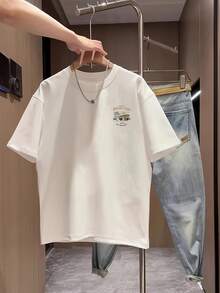 Christmas Men's Cotton Versatile Crew Neck Short Sleeve Shirt, Summer Casual Printed Top 777Hot Item - White - View 4