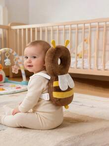 HAPPY WALK 1pc 2nd Generation Upgraded Baby Walking Head Protection Pad, Coffee Color Cute Plush Bee, Adjustable Size - 2nd Generation Upgraded Version (Brown Suede Bee) - View 8