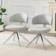Modern Swivel Chair With Metal Frame, Comfortable Padding, 360° Swivel, Ideal For Office & Living Room - Light Gray - View 1