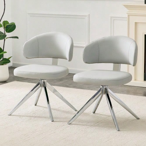 Modern Swivel Chair With Metal Frame, Comfortable Padding, 360° Swivel, Ideal For Office & Living Room - Light Gray - View 1