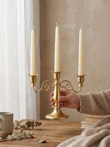 1pc Vintage European Style Iron Candle Holder/Candle Stand, Candlelight Dinner Photography Prop, Candlelight Dinner Wedding Table Decor, Room Decor/Home Decor/Dining Table Decor/Wedding Candle Decor, Suitable For Weddings, Holidays, Home Tabletop Decor, Parties, Weddings, Girlfriend Gifts/Winter Gifts, Thanksgiving/Christmas/Halloween - Gold - View 3
