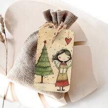 50pcs Cute Christmas Gift Tags With Jute Rope - Fun Holiday Design, Includes Bear, Reindeer, Christmas Tree, Angel And Dog, Paper Party Gift Tags, Suitable For Christmas Gifts, Gift Wrapping And DIY Crafts - A - View 5