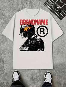 Bedruckt mit dem Text "The Rules Are Made to Be Broken", Y2K-Stil Herren Rundhals-Kurzarm-T-Shirt, lässiges Sommer-T-Shirt. - Weiß - Übersicht 1