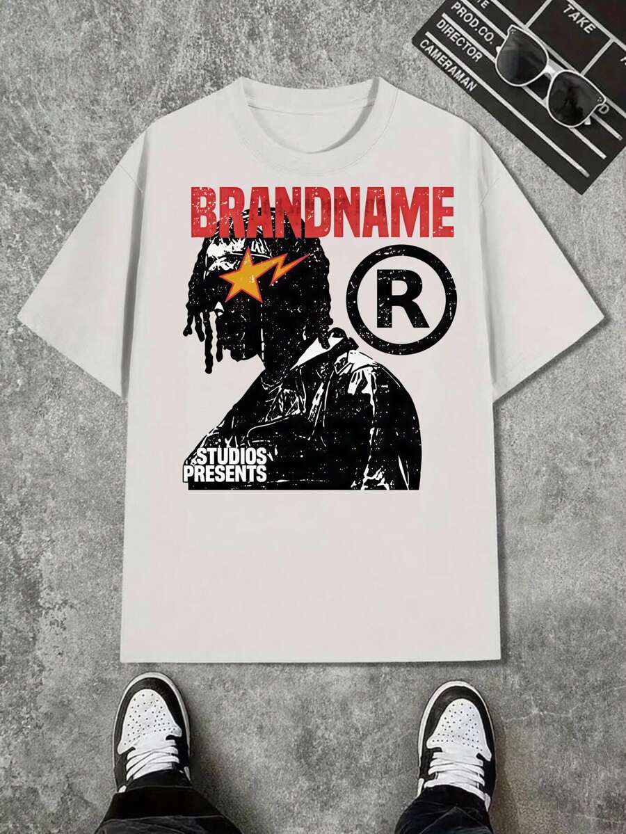 Bedruckt mit dem Text "The Rules Are Made to Be Broken", Y2K-Stil Herren Rundhals-Kurzarm-T-Shirt, lässiges Sommer-T-Shirt. - Weiß - Übersicht 1