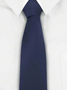 1件裝男士5cm時尚純色薄荷綠細條紋百搭修身1200針加密領帶，適用於宴會、派對、學校、婚禮 - 藏蓝色 - 查看 6